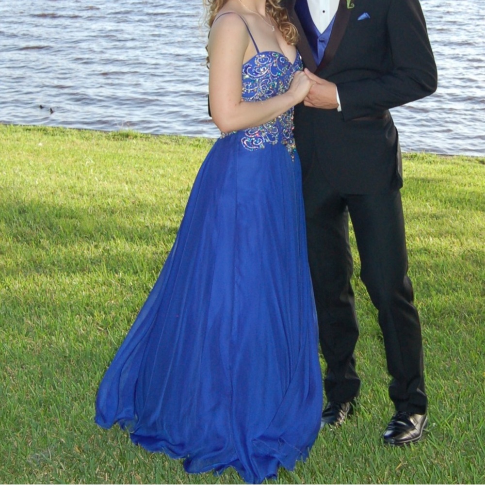 Royal blew with sequins ball gown size 3/4 by Dave & Johnny